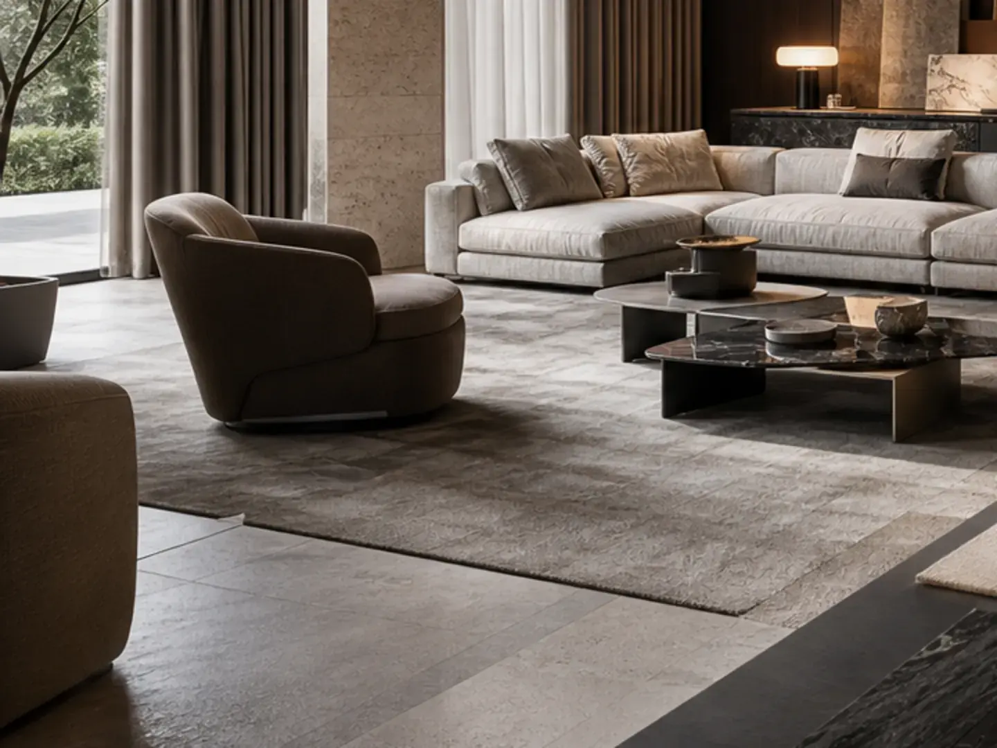 Modern lounge chair in a premium living room setting